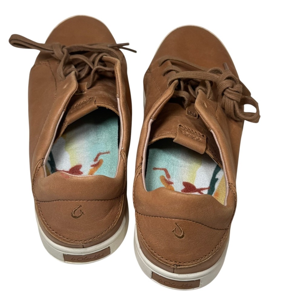 NEW OluKai Pehuea Li 'Ili Womens Sneakers Size 9.5 Brown Leather Convertible - Picture 5 of 6